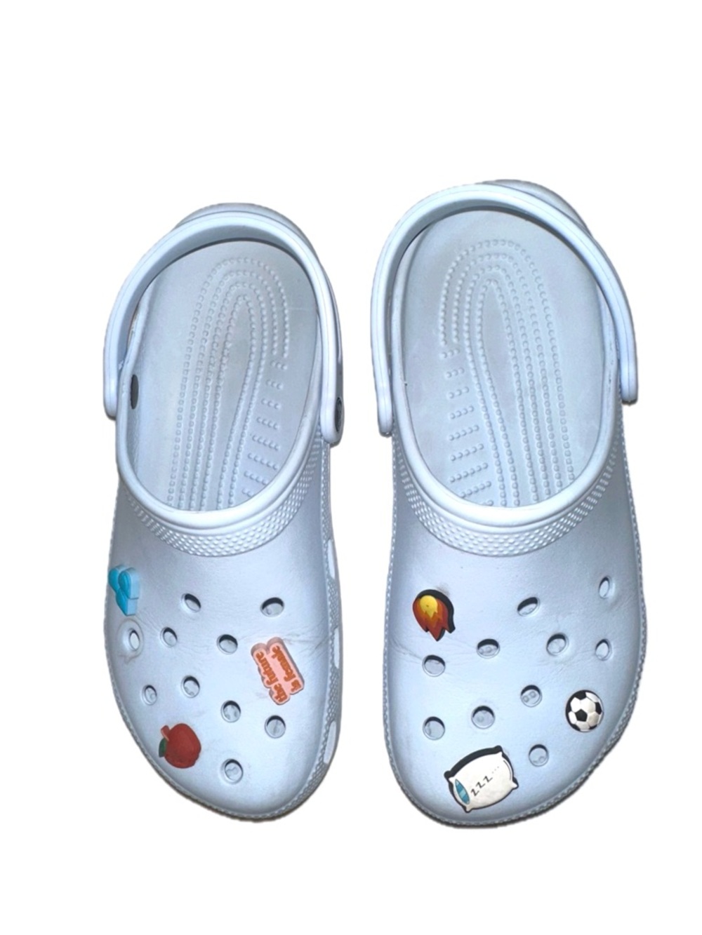 Crocs Calcite 6 Jibbitz W9 M7 Pastel Icy Blue Comfort Shoes Clog Beach Vibes